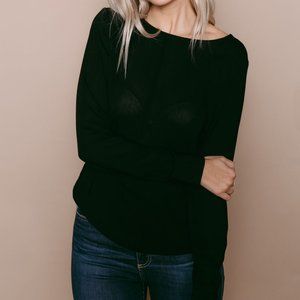 Orb Life Laurie Long Sleeve Blouse Top Black Small